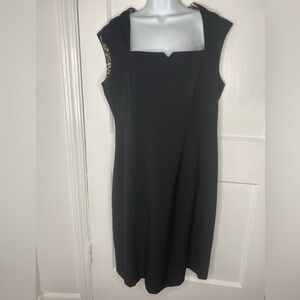 Boston Proper Black Sheath Mini Dress Square Neck.